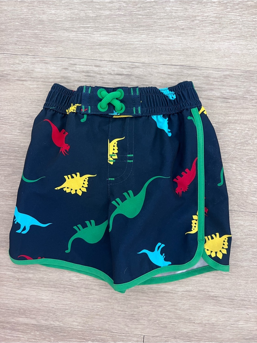 wonder nation Navy Dinosaur Swim Shorts with Green Trim